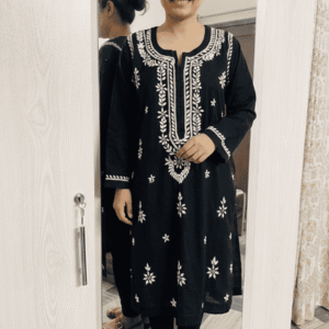 Black Chickankari Dress