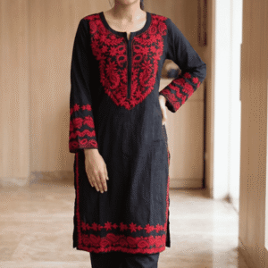 Navy Blue Chickankari Dress