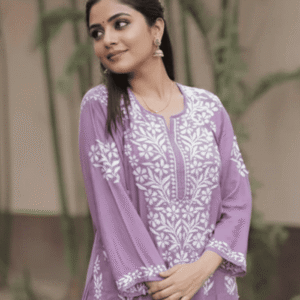 Chikankari Work Kurti Pant Set (Stitched)