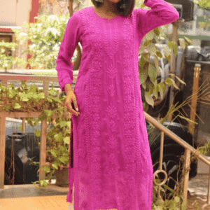 Pink Chickankari Dress