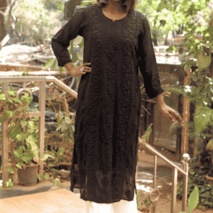 Black Chickankari Dress
