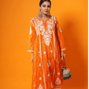 Orange Chikankari Dress