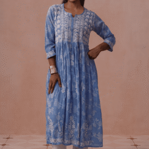 Chikankari Dress - Blue