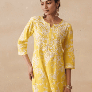 Chikankari Dress - Yellow