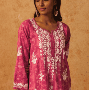 Chikankari Dress - Pink
